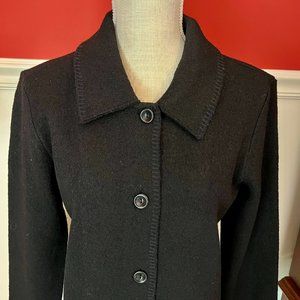 LAST CHANCE-PRICE IS FIRM!  Classic Liz Claiborne Black Wool Sweater/Cardigan